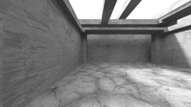 Soyut mimari arka plan. İçi boş beton döşeme. 3d hazırlayıcı