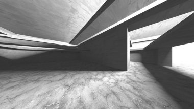 Soyut mimari arka plan. İçi boş beton döşeme. 3d hazırlayıcı