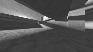 Soyut mimari arka plan. İçi boş beton döşeme. 3d hazırlayıcı