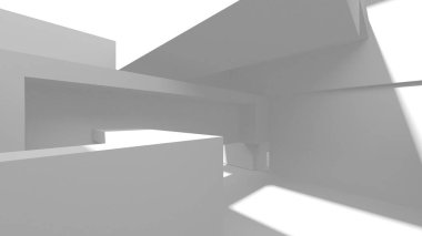 Aydınlatılmış koridor iç tasarımı. Boş Oda İç mimarisi. 3 Boyutlu Hazırlama