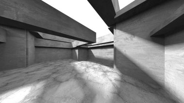 Soyut mimari arka plan. İçi boş beton döşeme. 3d hazırlayıcı