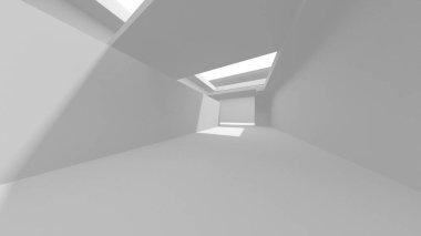 Soyut Beyaz Mimari Tasarım Konsepti. 3d Görüntüleme