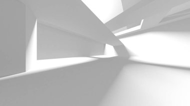 Soyut Beyaz Mimari Tasarım Konsepti. 3d Görüntüleme