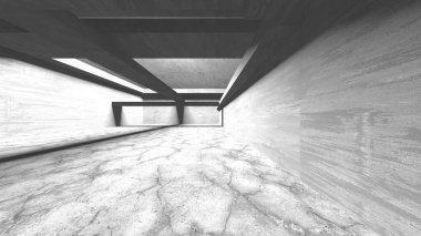 Dark Beton Duvar Mimarisi. Boş Oda. 3d Görüntüleme