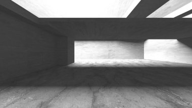 Dark Beton Duvar Mimarisi. Boş Oda. 3d Görüntüleme