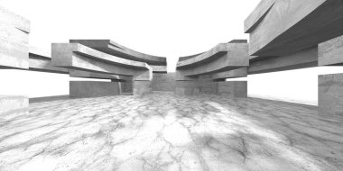 Dark Beton Duvar Mimarisi. Boş Oda. 3d Görüntüleme