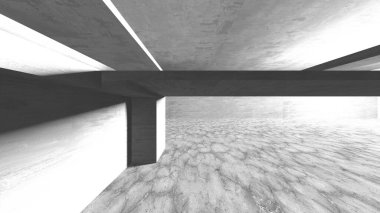 Dark Beton Duvar Mimarisi. Boş Oda. 3d Görüntüleme