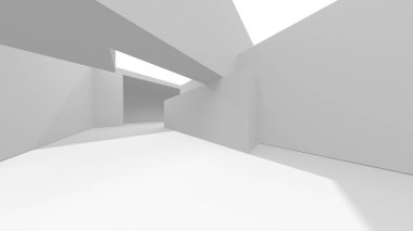 Soyut Beyaz Mimari Tasarım Konsepti. 3d Görüntüleme