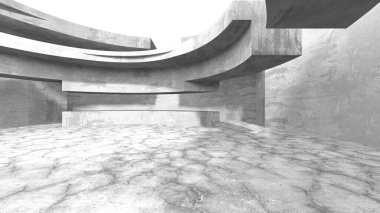 Soyut mimari iç plan. Boş beton oda. 3d hazırlayıcı