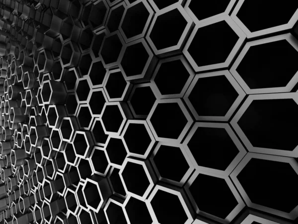 Chrome Métallique Hexagone Brillant Fond Futuriste Render — Photo