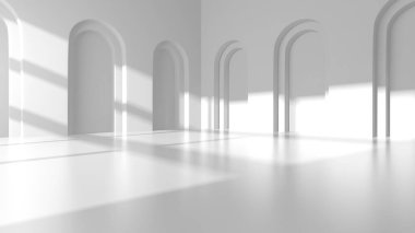 Soyut Beyaz Mimari Tasarım Konsepti. 3d Görüntüleme