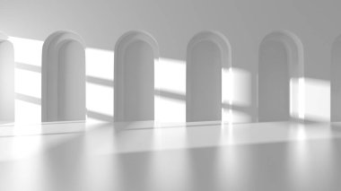 Soyut Beyaz Mimari Tasarım Konsepti. 3d Görüntüleme