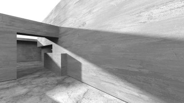 Soyut mimari iç plan. Boş beton oda. 3d hazırlayıcı
