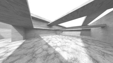 Soyut mimari arka plan. İçi boş beton döşeme. 3d hazırlayıcı