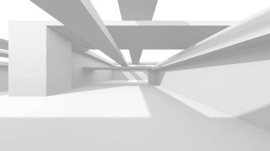 Beyaz Modern Arkaplan. Soyut Bina Konsepti. 3d Hazırlama