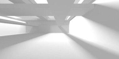 Beyaz Modern Arkaplan. Soyut Bina Konsepti. 3d Hazırlama