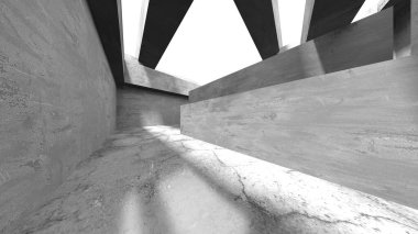 Soyut mimari arka plan. İçi boş beton döşeme. 3d hazırlayıcı