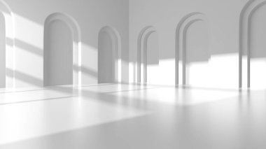 Soyut Beyaz Mimari Tasarım Konsepti. 3d Görüntüleme