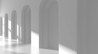 Soyut Beyaz Mimari Tasarım Konsepti. 3d Görüntüleme