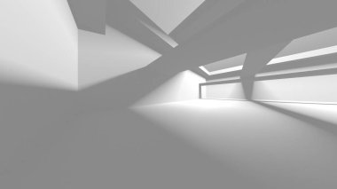 Soyut Beyaz Mimari Tasarım Konsepti. 3d Görüntüleme