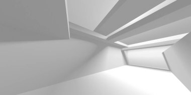 Soyut Beyaz Mimari Tasarım Konsepti. 3d Görüntüleme