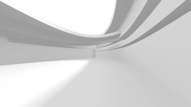Beyaz Modern Arkaplan. Soyut Bina Konsepti. 3d Hazırlama