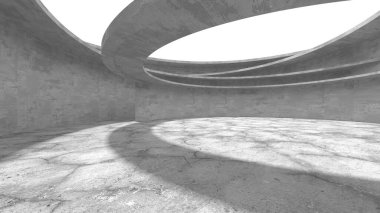 Soyut mimari iç plan. Boş beton oda. 3d hazırlayıcı