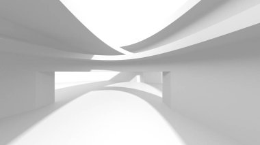 Beyaz Modern Arkaplan. Soyut Bina Konsepti. 3d Hazırlama