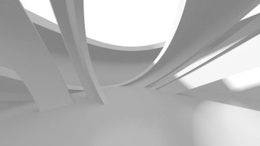 Beyaz Modern Arkaplan. Soyut Bina Konsepti. 3d Hazırlama