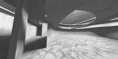 Soyut mimari arka plan. İçi boş beton döşeme. 3d hazırlayıcı