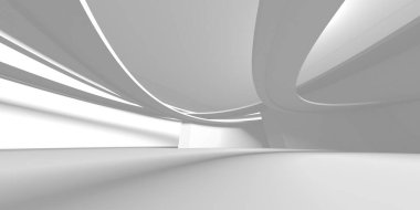 Beyaz Modern Arkaplan. Soyut Bina Konsepti. 3d Hazırlama