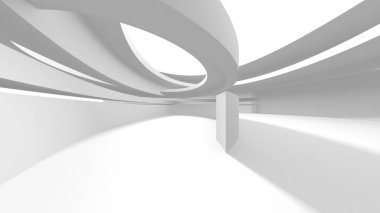 Soyut Beyaz Mimari Tasarım Konsepti. 3d Görüntüleme