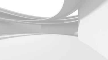 Soyut Beyaz Mimari Tasarım Konsepti. 3d Görüntüleme