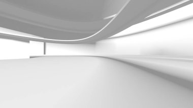Soyut Beyaz Mimari Tasarım Konsepti. 3d Görüntüleme