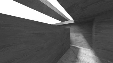 Soyut mimari iç plan. Boş beton oda. 3d hazırlayıcı