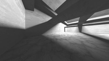 Soyut mimari arka plan. İçi boş beton döşeme. 3d hazırlayıcı