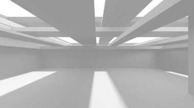 Beyaz Modern Arkaplan. Soyut Bina Konsepti. 3d Hazırlama