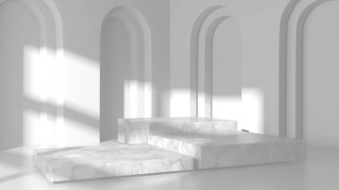 Soyut sahne podyum modeli. Ödül töreni konsepti. 3d hazırlayıcı