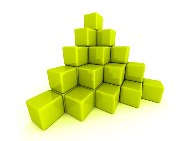 Pyramid of green cube blocks — Stock Photo, Image