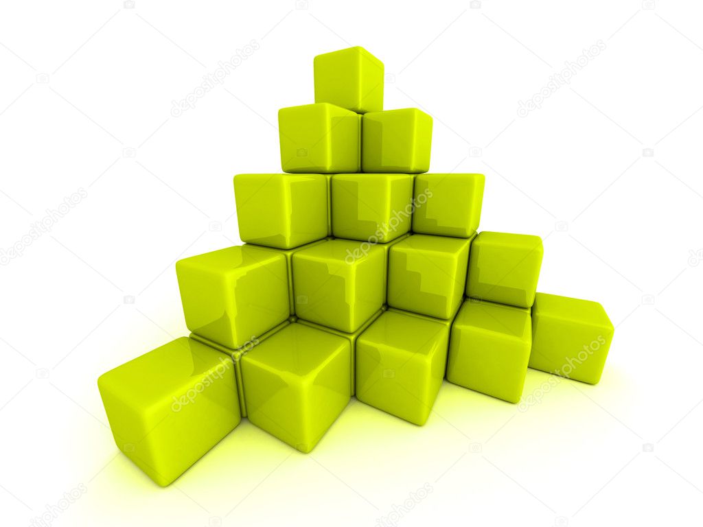 Pyramid of green cube blocks