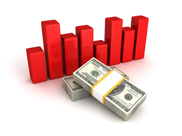 Diagrama del gráfico financiero con dólares — Foto de Stock