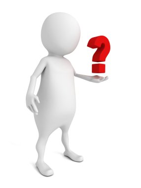 3d man looking at question mark clipart
