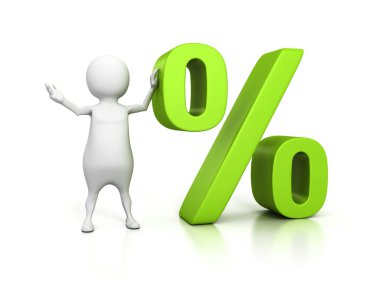 3D kişi ile yüzde simgesi