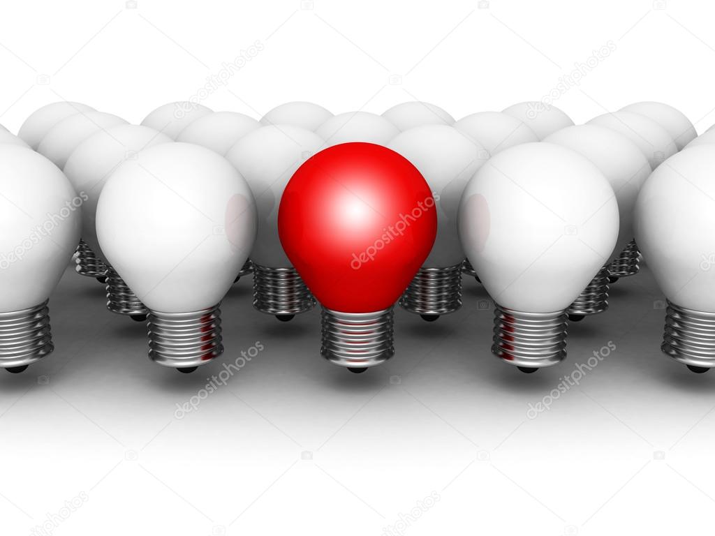 One different red light bulb