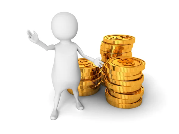 3d person with gold coins — Stock Photo, Image