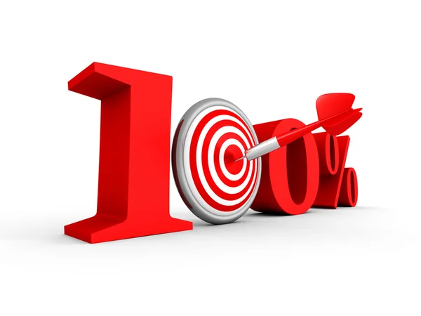 Hundred percent symbol with target — Stock Photo, Image