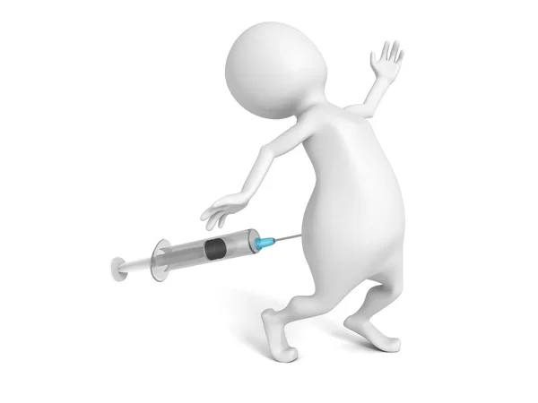 3d man with syringe — Stock Photo, Image