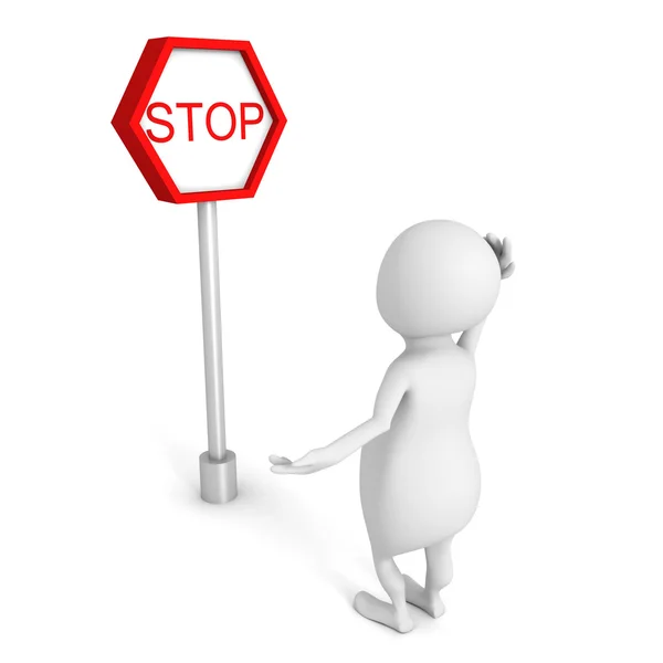 3d persona con señal de stop — Foto de Stock