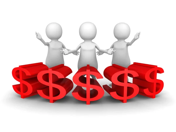 3d team with dollar symbols — Stock Photo, Image