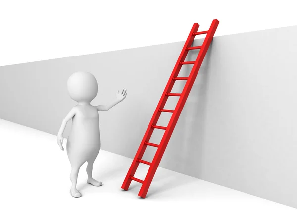 3d man met ladder — Stockfoto